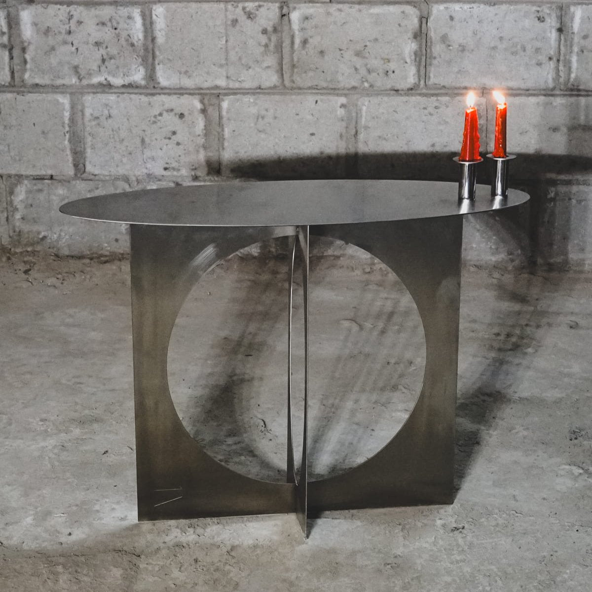 Chrome Brushed Steel Side Table